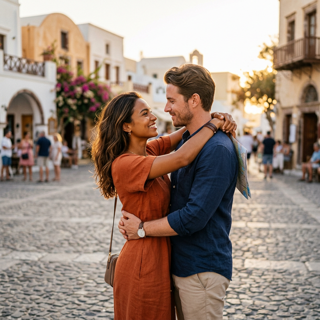 Casal internacional feliz
